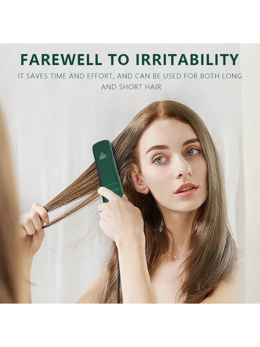 1pc Wireless Hair Straightener Comb, Dual-Use For Straightening And Curling, No Damage, Portable With Mini Inner Curl Clip, Lazy Hair Straightening Tool, Rechargeable