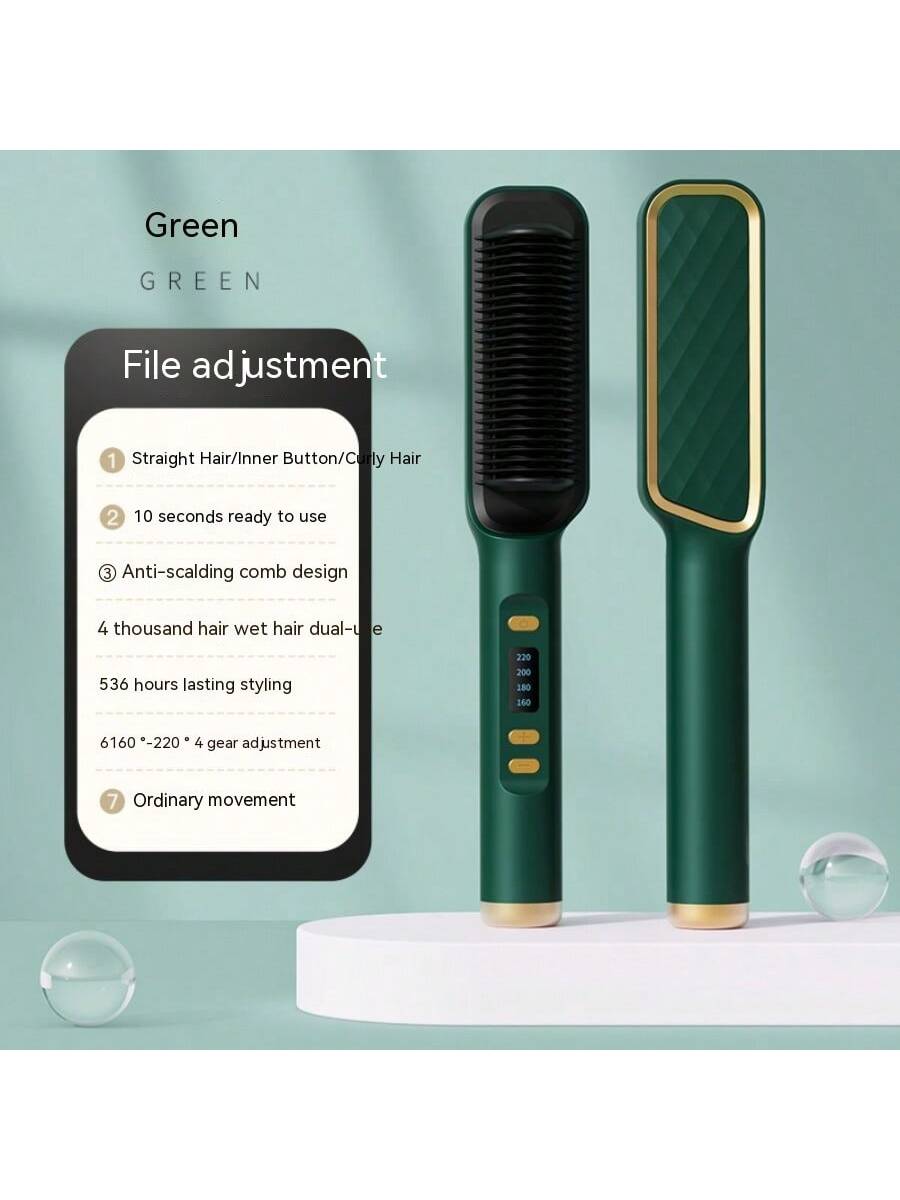 Lcd Negative Ion Hair Straightening Comb, No Damage Hair Straightening And Curling Two In One Curling Iron For Lazy People