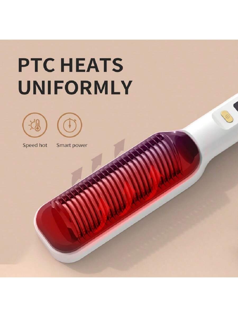 Lcd Negative Ion Hair Straightening Comb, No Damage Hair Straightening And Curling Two In One Curling Iron For Lazy People