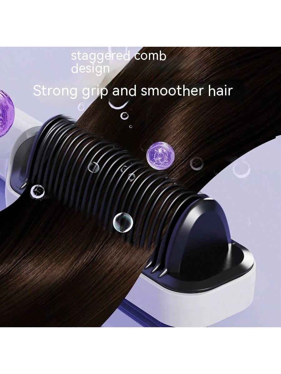 Lcd Negative Ion Hair Straightening Comb, No Damage Hair Straightening And Curling Two In One Curling Iron For Lazy People