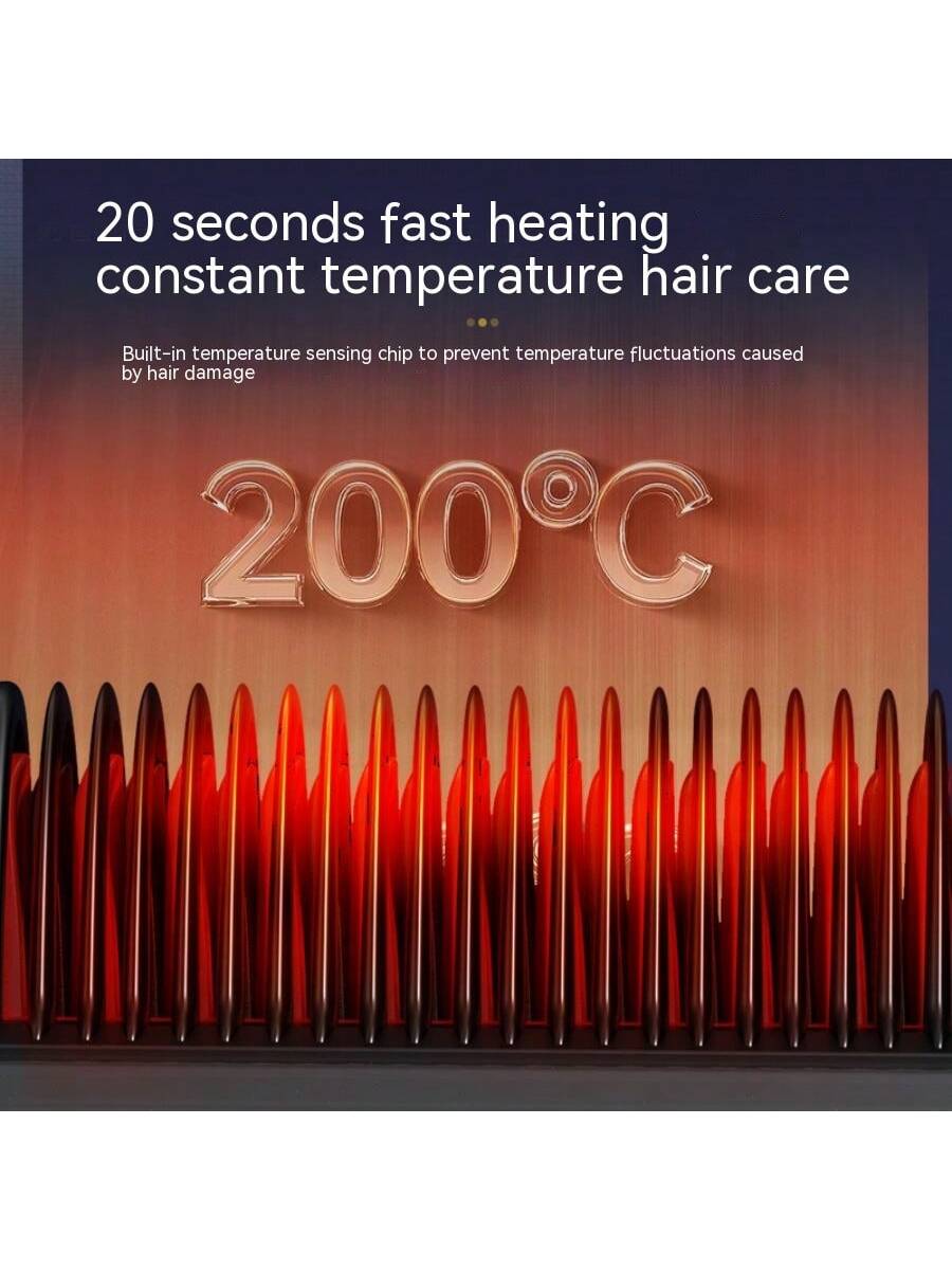 Lcd Negative Ion Hair Straightening Comb, No Damage Hair Straightening And Curling Two In One Curling Iron For Lazy People