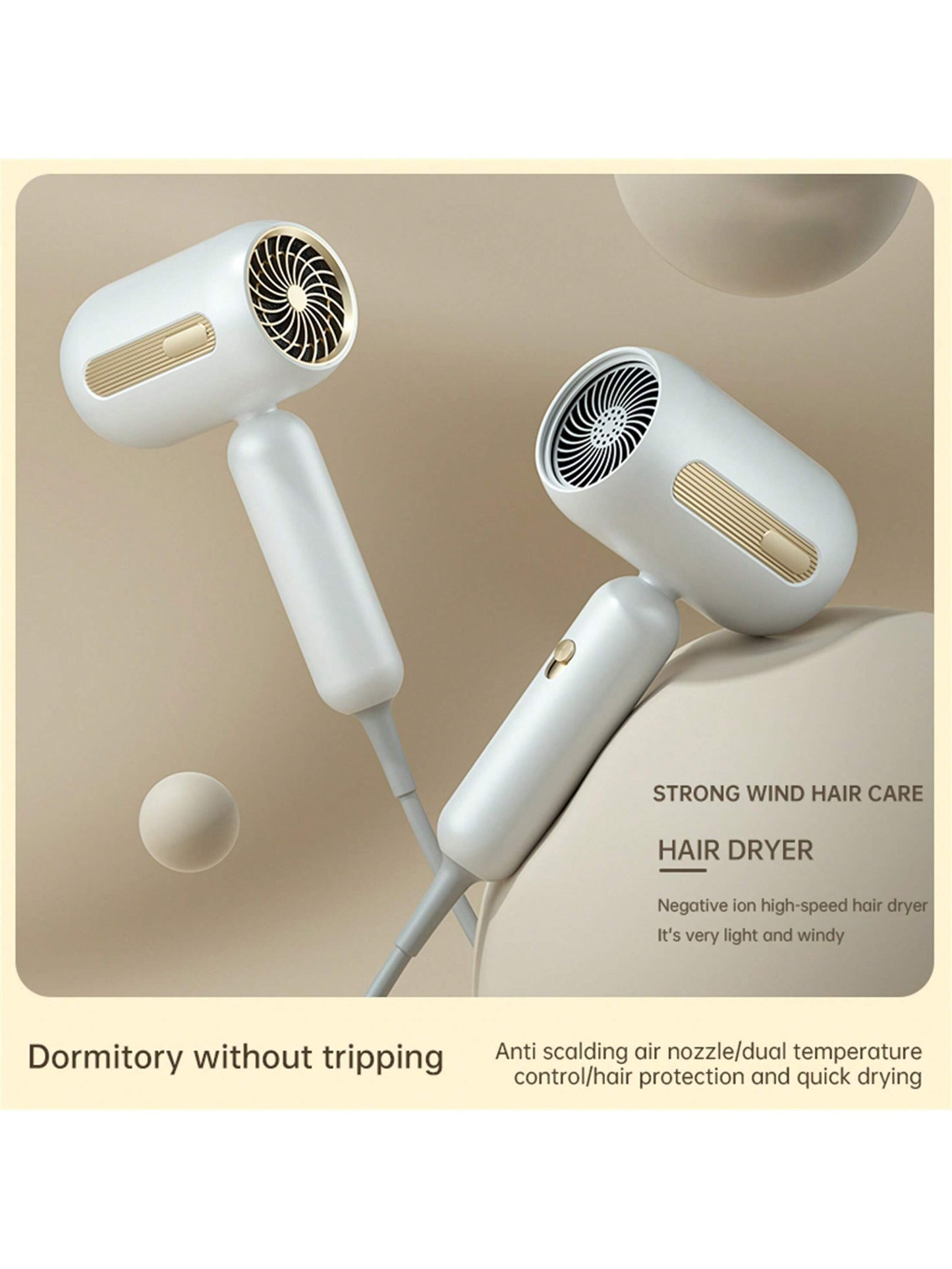 Professional Ionic Hair Dryer Powerful Quick Drying Hair Dryer Low Noise Hair Care Thermostat Portable Hair Dryers & Accessories