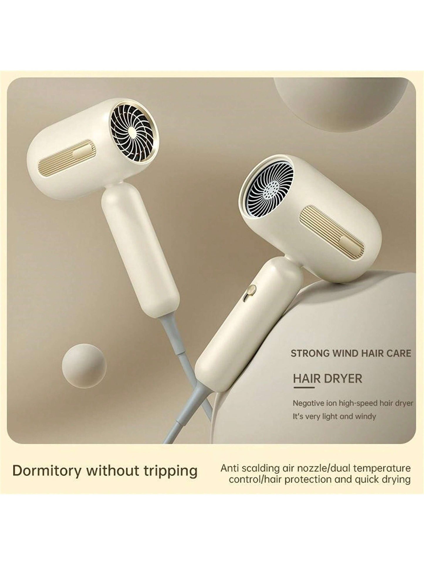 Professional Ionic Hair Dryer Powerful Quick Drying Hair Dryer Low Noise Hair Care Thermostat Portable Hair Dryers & Accessories