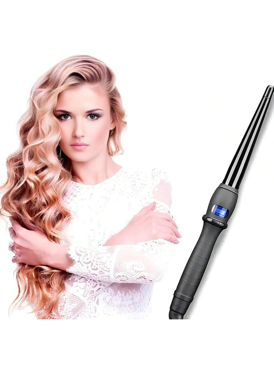 1pc Black 19mm Smart Temperature Control Ceramic Hair Curler, With Lcd Display, Can Be Used For Curly Hair, Bob Hairstyle, Wet & Dry, Anti-Slip Handle, Free Rotation