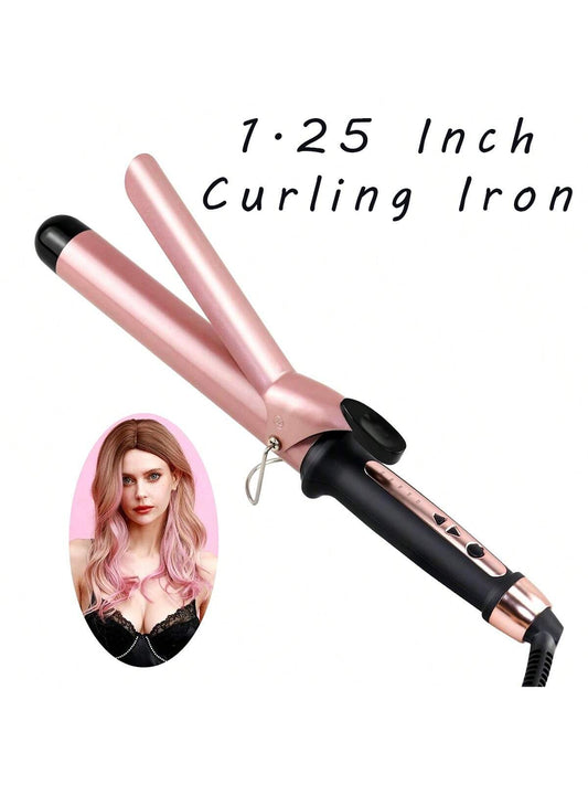 Curling Iron 1.25 Inch Curling Wand Ceramic Barrel Curling Iron Dual Voltage Hair Crimper With Adjustable Temperature, 1-1/4″ Clipped Curling Iron For Natural Curls Hair Waving Style Tool