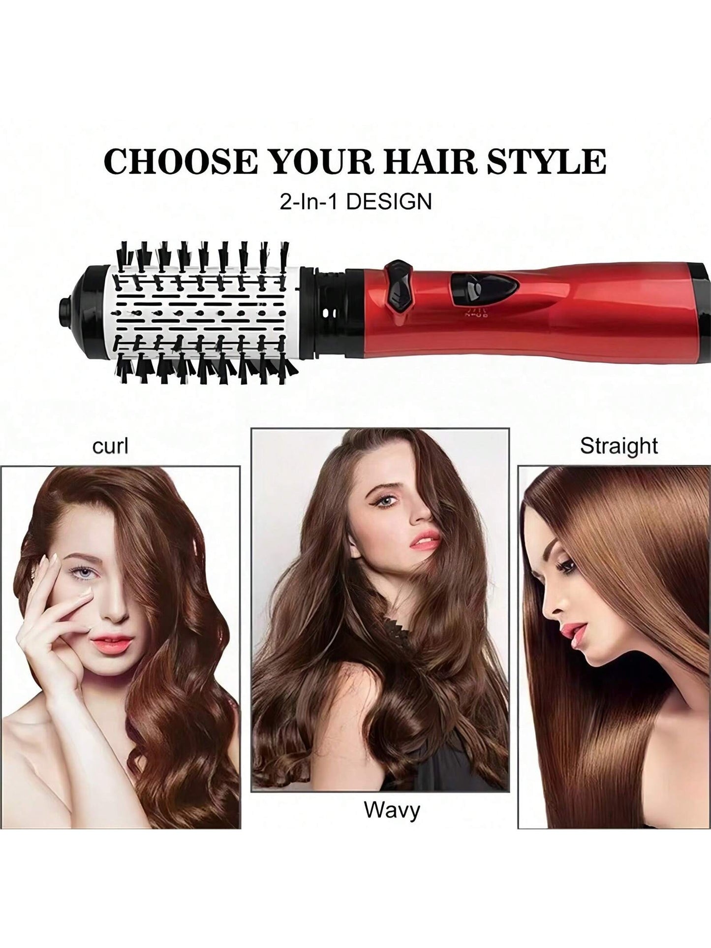 3 In 1 Curling Iron, 1PC ARbuliry Wall Plug Multi-Function Removable Comb Hair Curler/Hair Dryer Brush/Straightener For Dry & Wet Hair