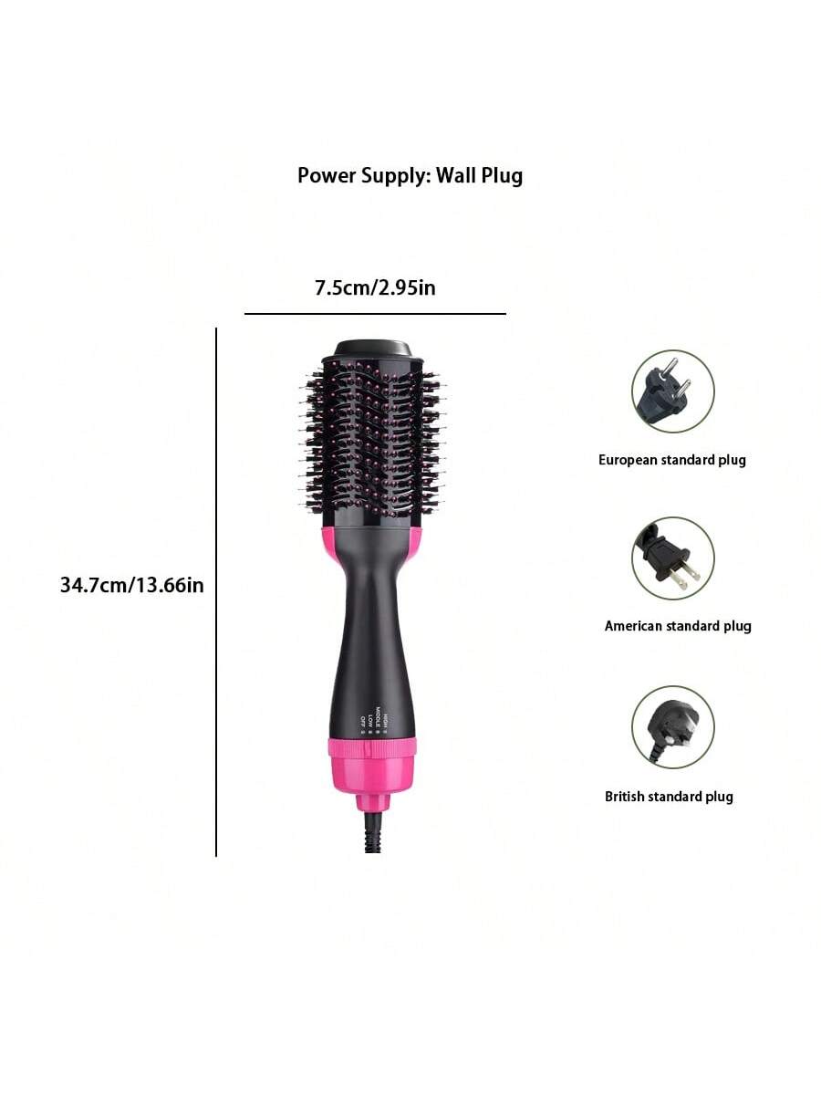 1pc 3 In 1 Electric Ionic Hot Air Comb For Straightening & Curling Hair