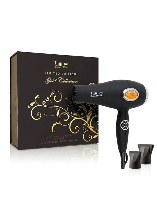 ISO Beauty Digital 1875W Pro Ionic Hair Dryer W/LCD Digital Display - Gold Collection