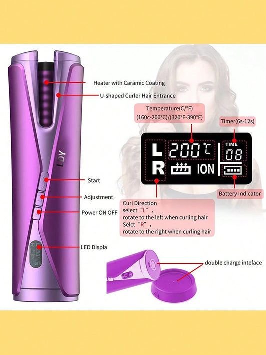 High-End Wireless Automatic Hair Curler, Anti-Scalding, Rechargeable With Charging Base, 5200mah Large Capacity For Large Wavy Curls