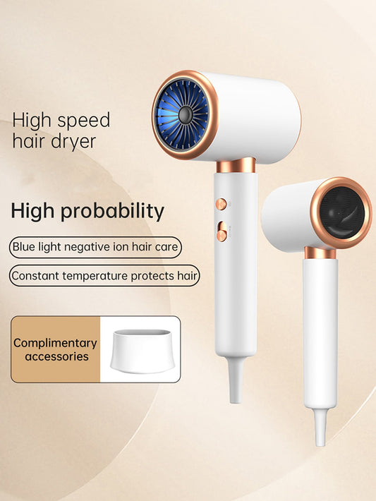 1pc Electric Hair Dryer With Nozzle Household Negative Ion Hair Care Dryer With Blue Light 2000W Silent Hot And Cold Wind Hair Dryer