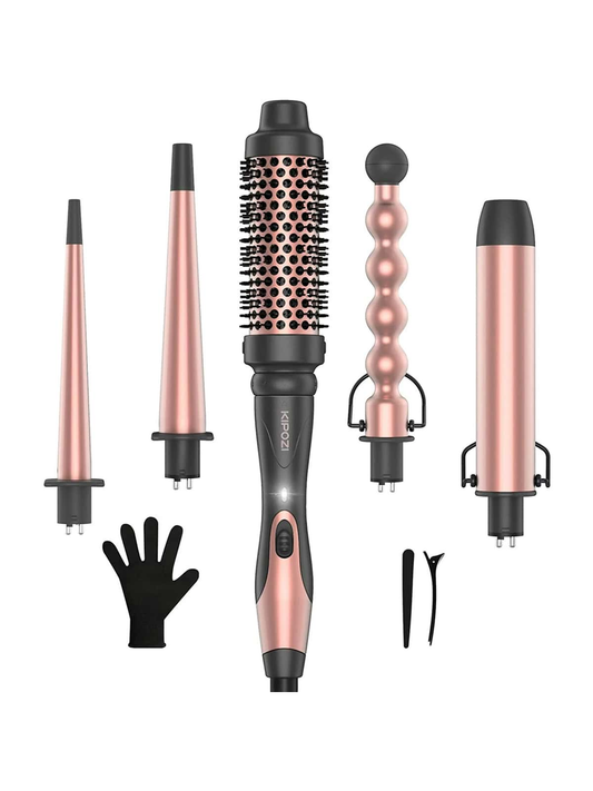 Kipozi 5 In 1 Curling Iron Wand Set, Instant Heating, With 4 Ceramic Barrels And 1 Curling Iron Brush