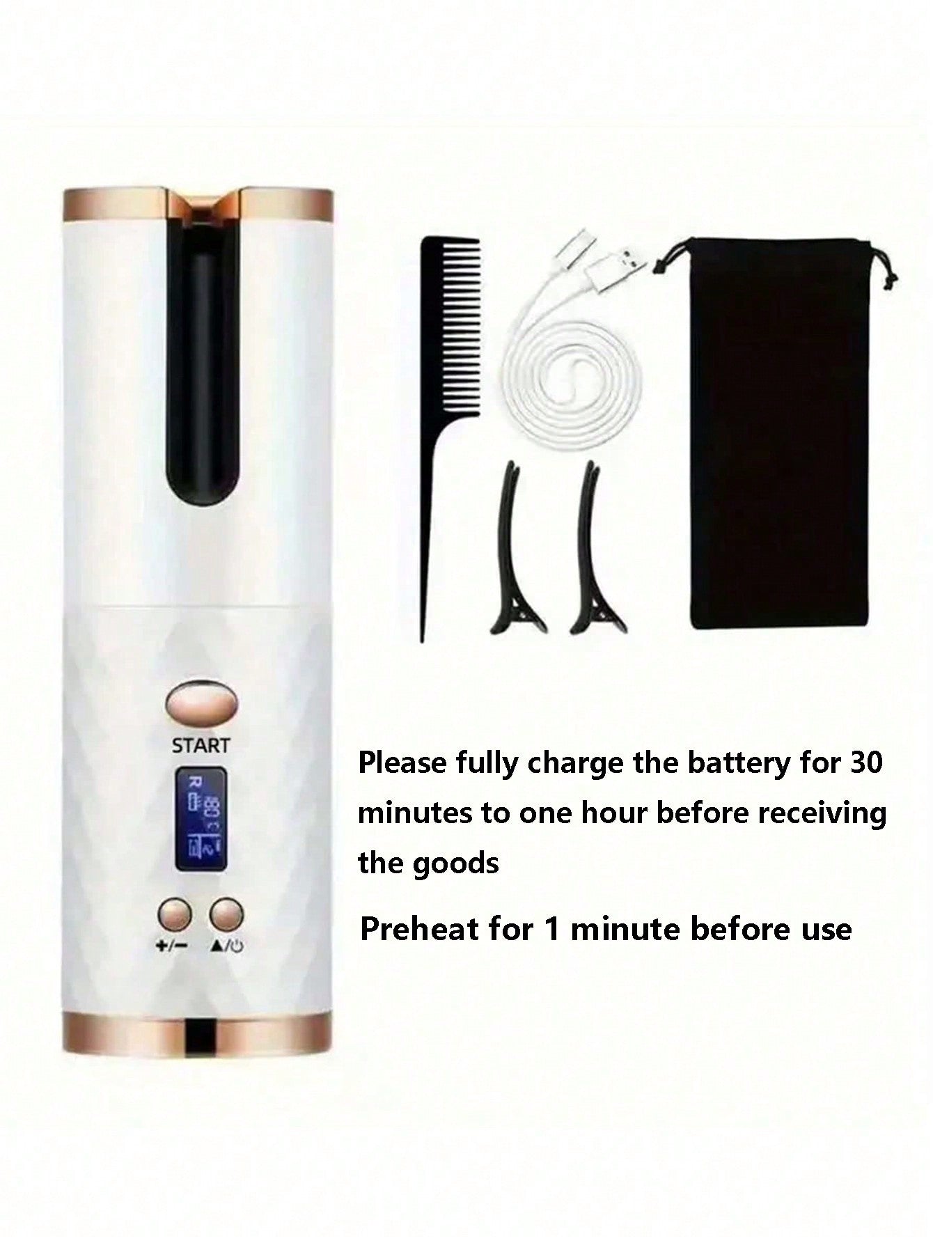 Automatic Curling Iron, Cordless Auto Hair Curler, Ceramic Rotating Hair Curler With 6 Temps & Timers, Portable Rechargeable Curling Wand, Auto Shut-Off, Fast Heating Iron For Styling