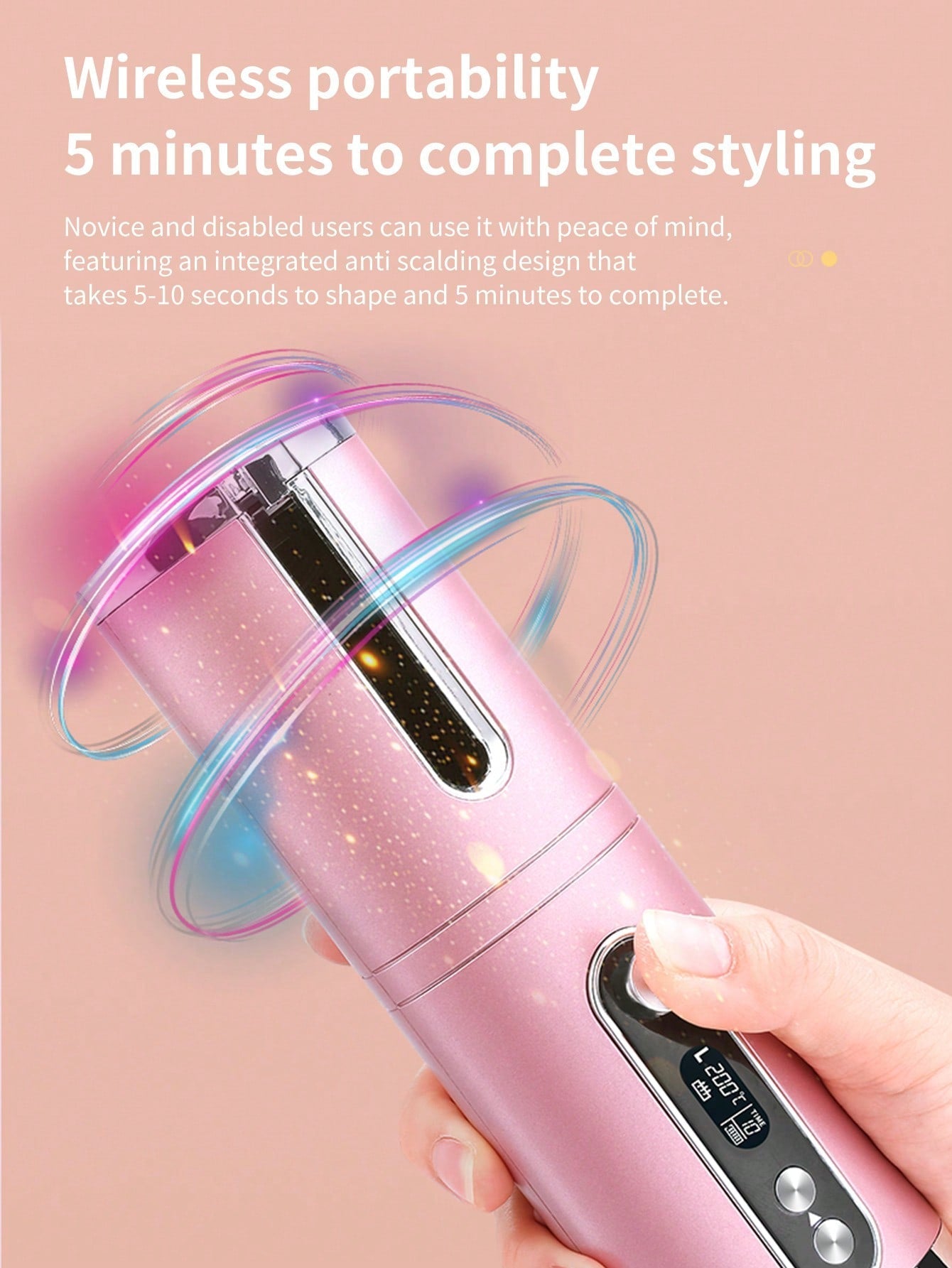Cordless Automatic Hair Curler With Ceramic Rotating Barrel, Portable And Rechargeable, Fast Heating Iron For Effortless Styling And Auto Shut-Off
