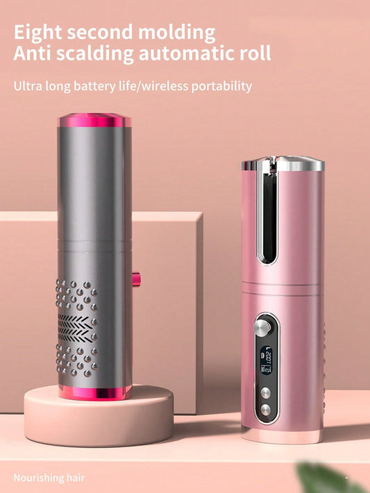 Cordless Automatic Hair Curler With Ceramic Rotating Barrel, Portable And Rechargeable, Fast Heating Iron For Effortless Styling And Auto Shut-Off