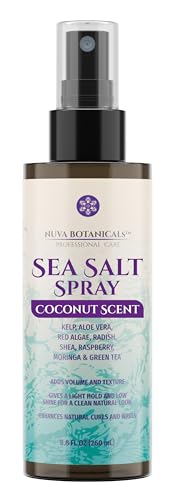 Coconut Sea Salt Spray for Hair - Texturizing Spray Salt Water Spray for Hair with Castor Oil, Aloe Vera, Red Algae Extract, Kelp - Sea Salt Hair Spray with Raspbery, Green Tea Texture Spray (8.8 Oz)