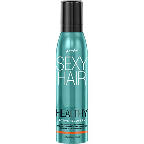 SexyHair Healthy Active Recovery Repairing Blow Dry Foam, 6.8 Oz | Up to 99% Breakage Reduction | Helps Repair | All Hair Types