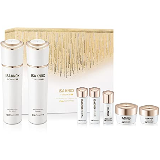 [ISA KNOX] TE'RVINA AD Regenerating SKINCARE GIFT SET - Korean Skincare Gift Set, Luxury Premium High-end Skin Softener, Emulsion Lotion, Eye Cream, Serum, Collagen Set (376 ml / 12.71 Fl Oz)