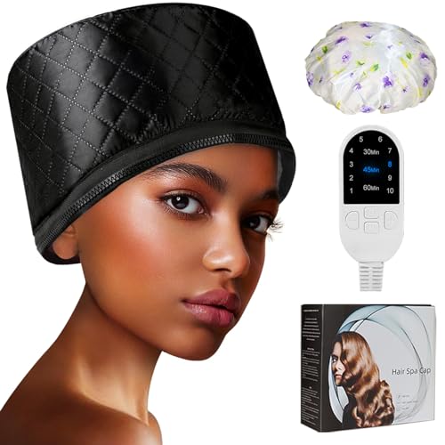 Hair Steamer for Deep Conditioning Frqulaoe Heat Cap for Natural Black Hair 10 Level Heats Up Quickly 3 Timer Settings Portable Electric Heat Hair Spa Cap