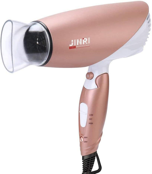 Foldable Travel Hair Dryer,Dual Voltage Blow Dryer & Foldable Handle Lightweight Negative Ionic Folding Hair Dryer (Multi-Colored)