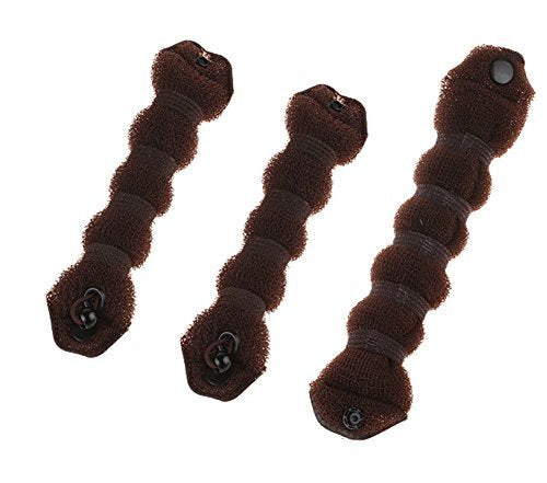 ASTRQLE Set of 3 Magic Hair Styling Styler Hot Hair Donut Bun Ring Styler Maker (1 large+2 small) (Brown)