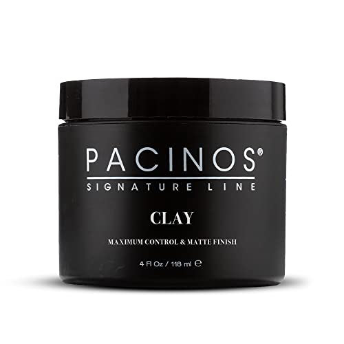 Pacinos Signature Line Clay Hair Paste: Medium/Strong Hold, Low Shine – Sculpting & Styling Wax for All Hair Types: Long Lasting Volume, Definition & Texture - 4 fl. oz.