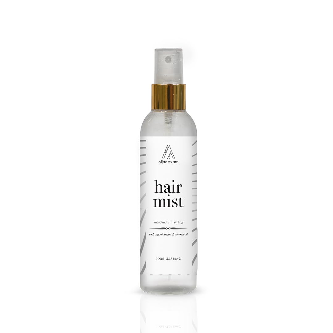 AIJAZ ASLAM Hair Mist - 100ml (3.39 fl oz) - Made with Botanical Extracts - 100% Vegan & Paraben Free - Lightweight Spray- Helps to Control Dandruff - Boosts shine & hydration - Styles & Nourishes Hair - For all hair types