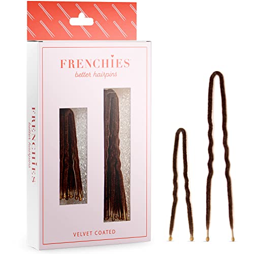 Frenchies Ultra Flocked Extra Soft French Twist Hair Pins for Women, Girls, Teens Buns, Wedding Hair Accessories, Womens Updo Hairstyles, Hair Extensions or Wig, 20 Count, Brown