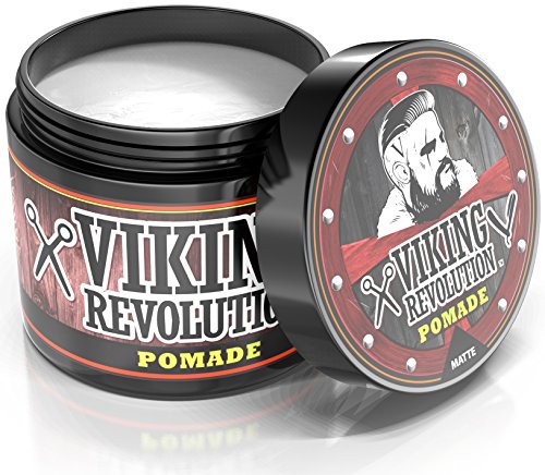 Viking Revolution Hair Pomade for Men (New Formula) - Medium Hold and Matte Shine Free for Classic Look 4oz - Water Based & Easy to Wash Out