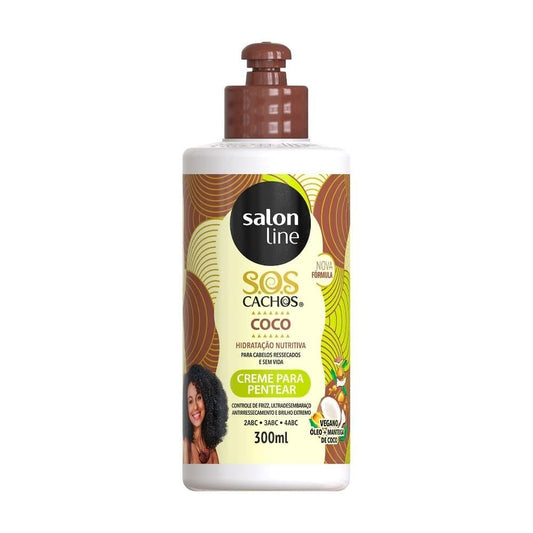 Linha Tratamento (SOS Cachos) Salon Line - Creme Para Pentear Coco 300 Ml - (Salon Line Treatment (SOS Curls) Collection - Coconut Combing Cream 10.14 Fl Oz)