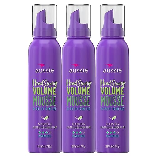 Aussie Mousse, with Bamboo & Kakadu Plum, Instant Volume, For Fine Hair, 6 Fl Oz (Pack of 3)
