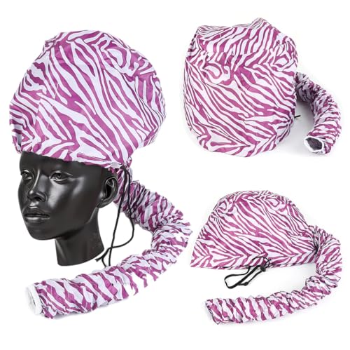 Locsanity Dreadlock Loose Natural Hair Bonnet Dryer Attachment Quick Drying Cap - Black or Purple (Purple Animal)