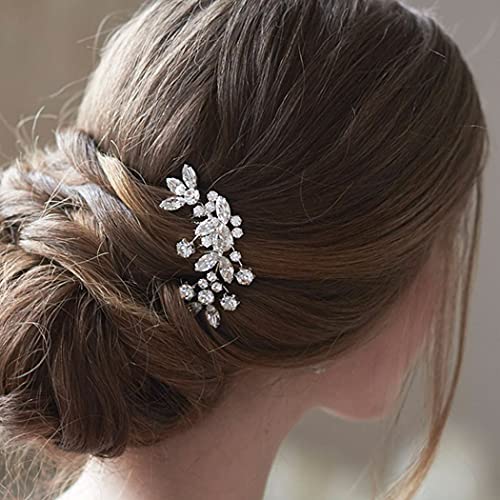 Jakawin Bride Wedding Hair Comb Crystal Hair Piece Rhinestone Bridal Hair Accessories for Women HC042 (Silver)