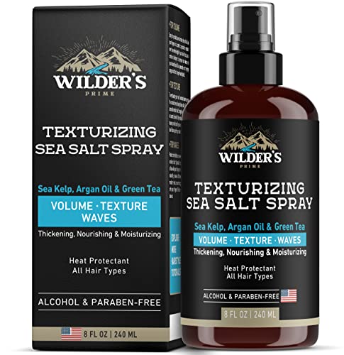 Sea Salt Spray - Hair Texturizer for Men & Women - Volume, Texture, Beach Waves & Dry Effect - Made in USA - Natural Formula as Sea Kelp, Argan Oil & Green Tea - Heat Protectant - All Hair Types - 8 oz