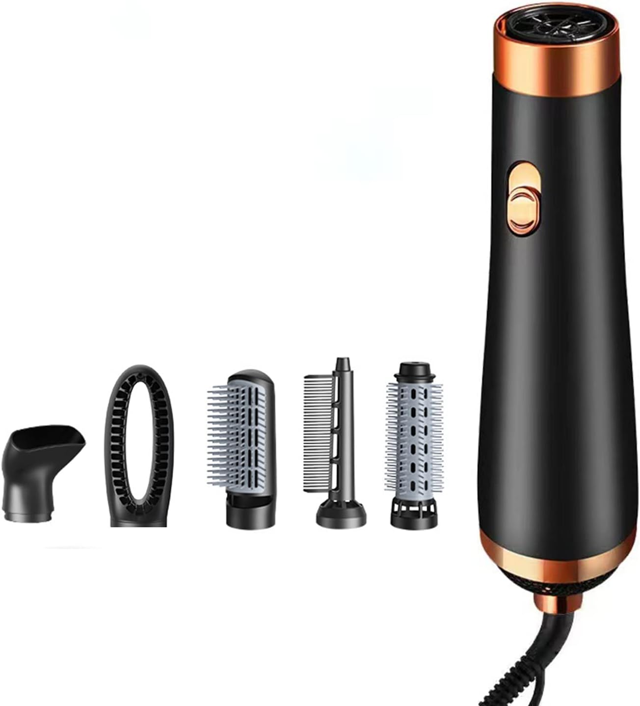 Hair Dryer,2000W Professional Ionic Hair Dryer with Diffuser and Nozzles, Powerful Blow Dryer for Fast Drying,Compact & Folding Blow Dryer for Family, Travel, Salon Use. (5-in-1-BLACK,0~110V)