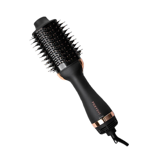 FoxyBae Blowout Brush Hair Dryer - Professional Blow Dryer Brush with Nylon and Boar Bristles - 60mm Hair Dryer Brush and Volumizer in One - Salon-Grade Rose Gold Brush Blow Dryer (Small)