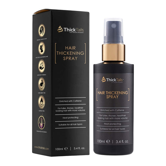 ThickTails Hair Thickening Spray - Volumizing Hairspray Thin Hair Heat Protectant Spray - Dry Texturizing Spray, Biotin Scalp Spray - Hair Loss Spray, Thicker Fuller Hairspray - Keratin Spray for Hair