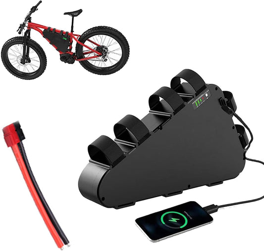 52V Ebike Battery 52V 13Ah 15.6Ah 18.2Ah 20.4Ah 24Ah Triangular Electric Bike Battery 52V Lithium Battery Pack with Charger for 0-1200W Motor,52v,15.6Ah