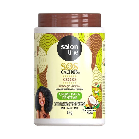 Linha Tratamento (SOS Cachos) Salon Line - Creme para Pentear de Coco Tratamento Profundo 1000 Gr - (Salon Line Treatment (SOS Curls) Collection - Deep Treatment Coconut Combing Cream Net 35.27 Oz)