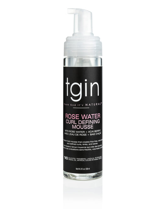 tgin Rose Water Defining Mousse for Natural hair - Curls - Waves - Low Porosity Hair - Fine hair 8oz