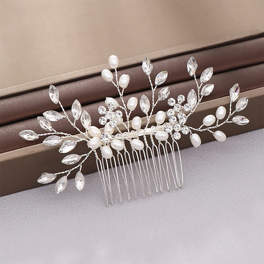 Bmirth Wedding Hair Comb Pearl Bride Headpieces Rhinestone Bridal Hair Jewelry Side Hair Accessories for Women and Girls