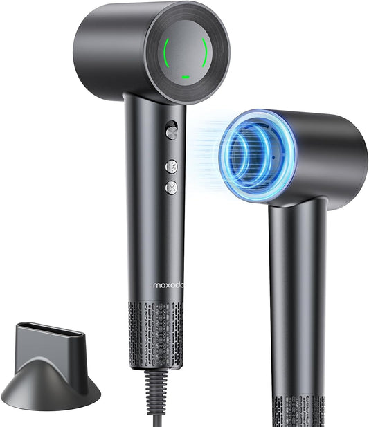 Hair Dryer,150,000RPM Portable High Speed Hair Dryer for Fast Drying,Negative Ionic Blow Dryer Low Noise Thermo-Control Hairdryer for Home Travel (Gray)