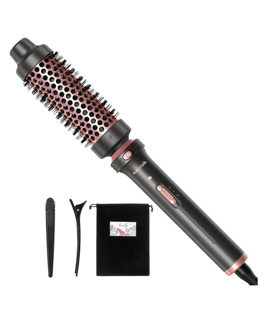 Wavytalk Thermal Brush, Heated Round Brush, 1 1/2 inch Hot Round Brush Curling Iron with Ceramic Tourmaline and PTC Heater, Detachable Brush Head with Dual Voltage for Travel