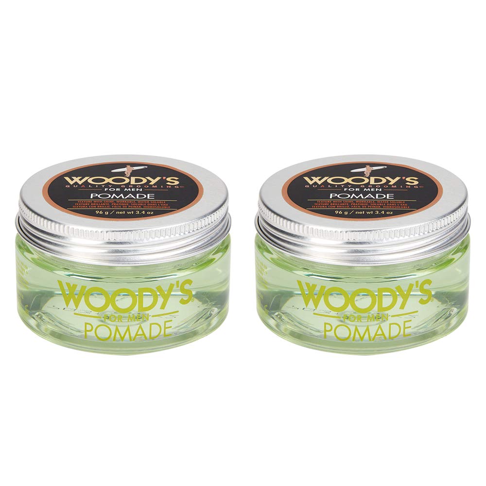 Woody's Pomade for Men, Styling Cream, Add Texture with Healthy Shine Finish, Medium Hold, Water-Soluble and Easy to Apply, Non-Sticky, Non-Flaking & Safe for all Hair Types, 3.4 oz. 2-Pack