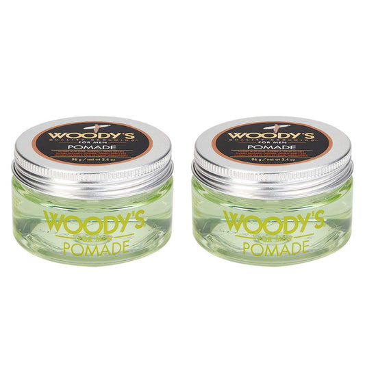 Woody's Pomade for Men, Styling Cream, Add Texture with Healthy Shine Finish, Medium Hold, Water-Soluble and Easy to Apply, Non-Sticky, Non-Flaking & Safe for all Hair Types, 3.4 oz. 2-Pack