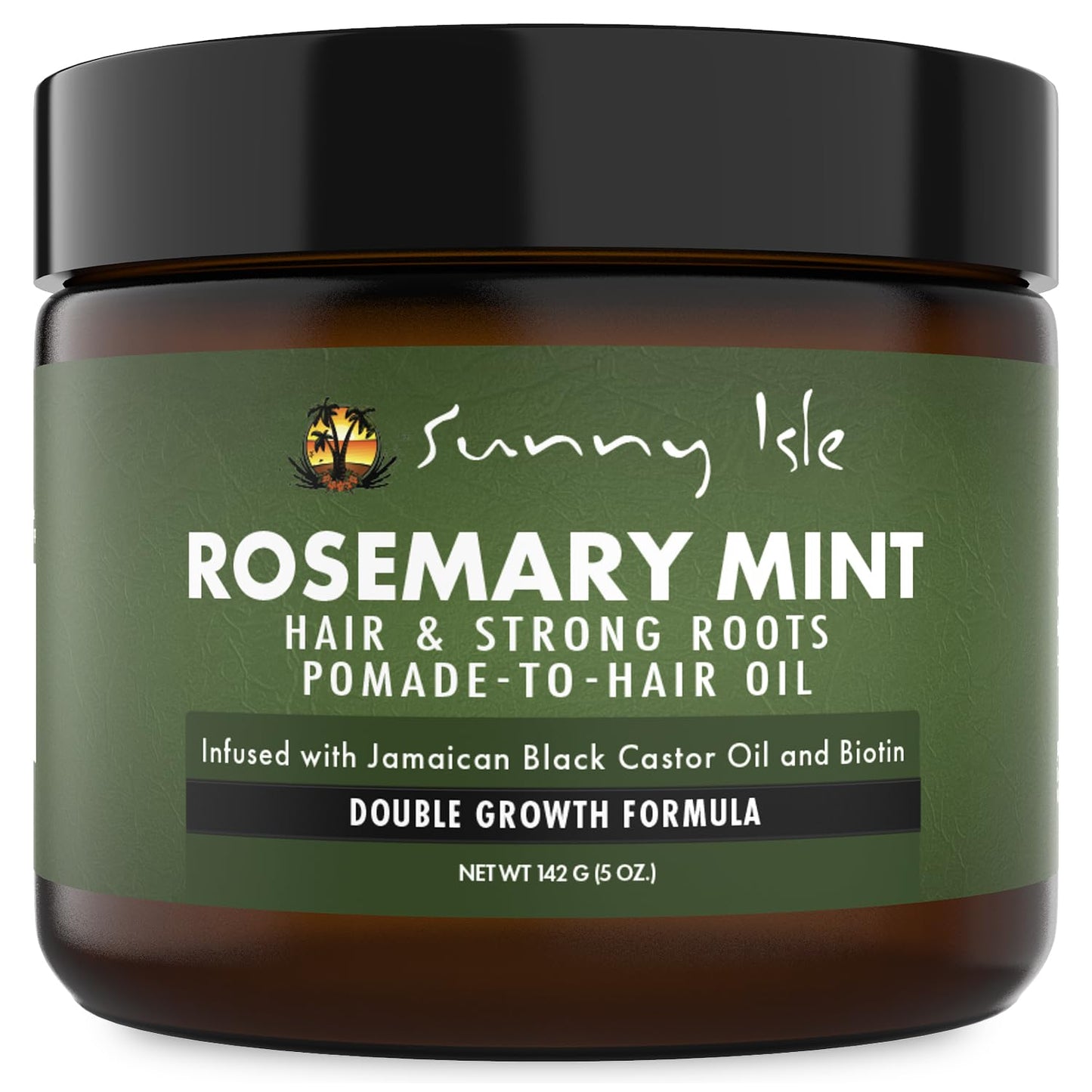 Sunny Isle Rosemary Mint Hair & Strong Roots Pomade-To-Hair Oil 5oz | Double Growth Formula | Infused with Biotin & Jamaican Black Castor Oil | Sealant for Dry Hair & Split Ends
