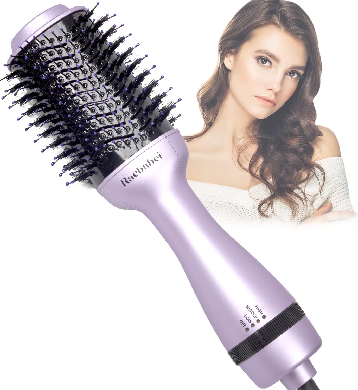 Hair Dryer Brush,Hot Air Brush, Blow Dryer bruch,One Step Hair Dryer and Volumizer with Salon Negative Ionic for Straightening, Professional Brush Hair Dryers for Men and Women (Purple