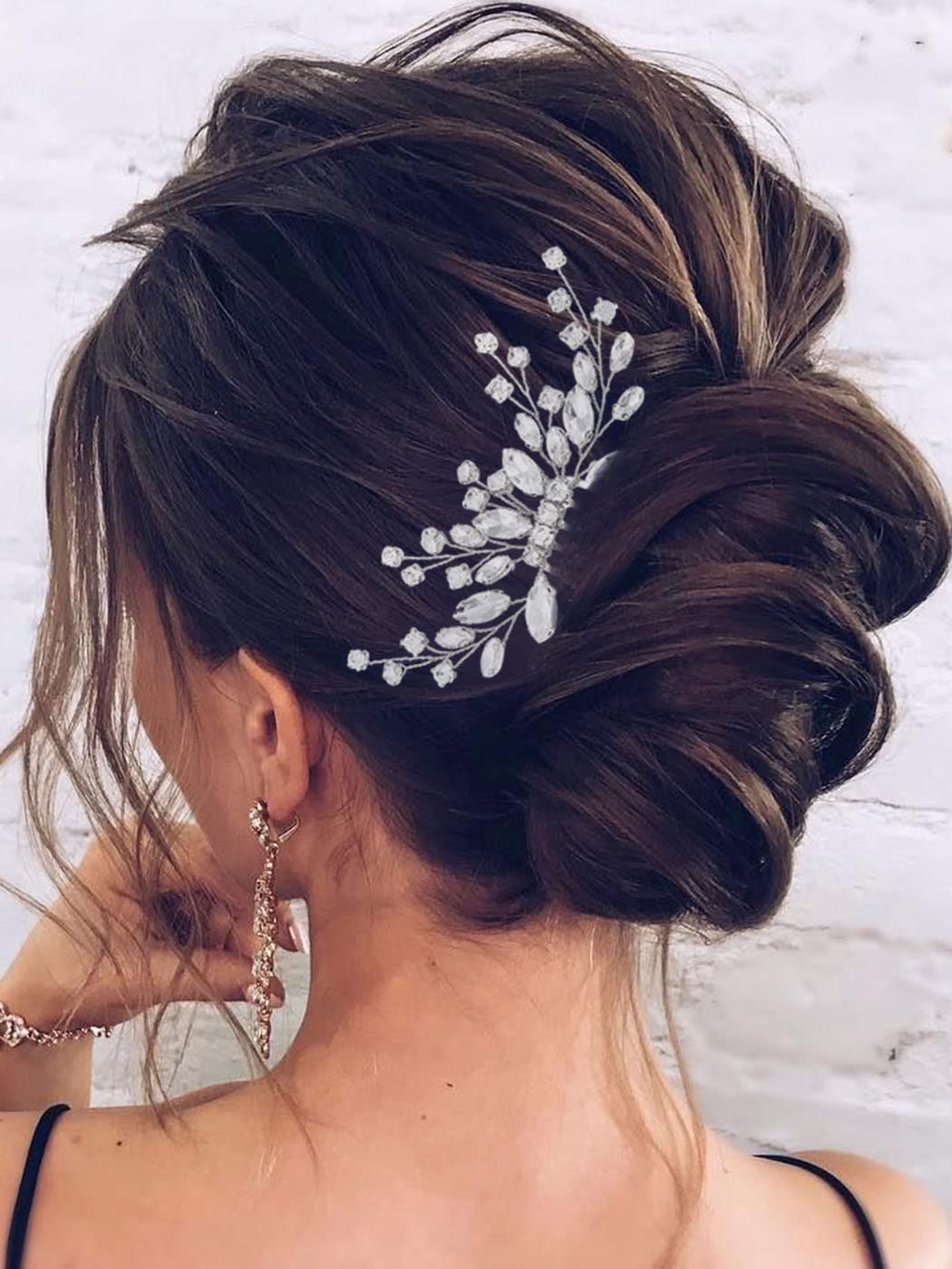 Jakawin Bride Wedding Hair Comb Crystal Hair Piece Silver Rhinestone Headpiece Bridal Hair Accessories for Women HC113 (Silver)