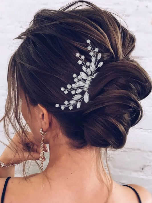 Jakawin Bride Wedding Hair Comb Crystal Hair Piece Silver Rhinestone Headpiece Bridal Hair Accessories for Women HC113 (Silver)