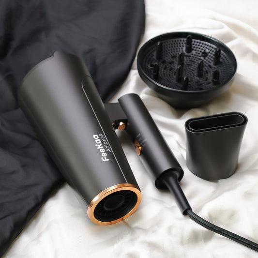 feekaa Ionic Hair Dryer with Diffuser, 1875W 100 Million IONS, Travel Blow Dryer, Foldable Handle, Low Noise, Lightweight, Constant Temperature Hair Care Without Hair Damage