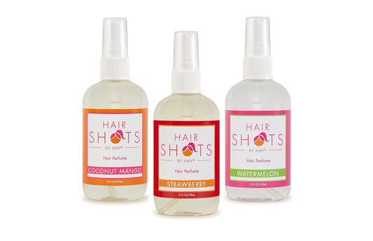 Hair Shots Heat Activated Hair Fragrance Summer Fun Bundle 3 Items: Coconut Mango, Strawberry, Watermelon